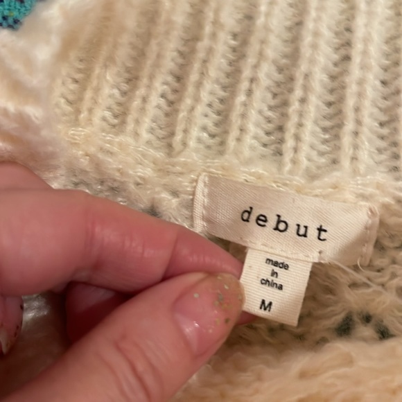 NWOT Boho Sweater by Debut with Balloon sleeves we all want in a Cozy knit 🧶🤍 - Picture 6 of 10